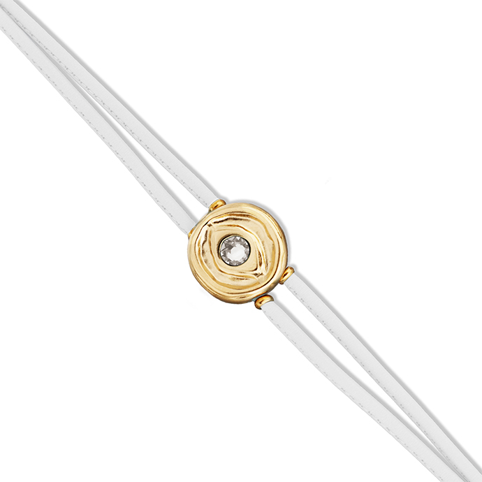 Купить Кожаный браслет глаз Ser Intuitiva с белым кристаллом, с золотом - Фото 3