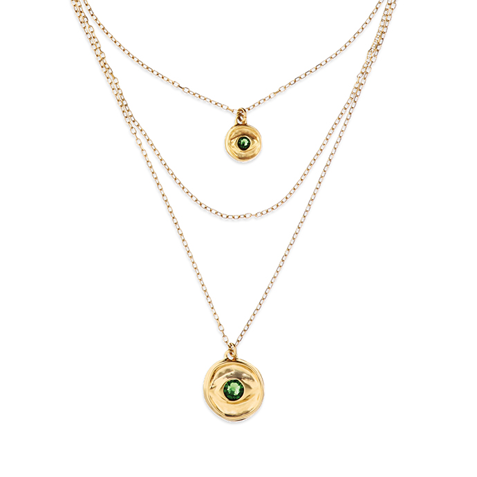 Купить Ожерелье глаз Ser Intuitiva с зеленым кристаллом, с золотом - Фото 3