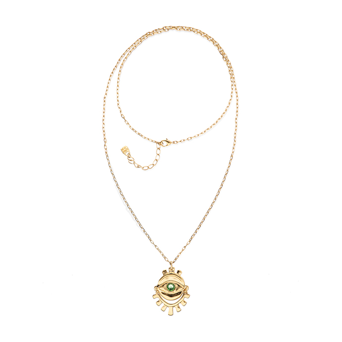Купить Ожерелье глаз Ser Intuitiva с зеленым кристаллом, с золотом - Фото 1