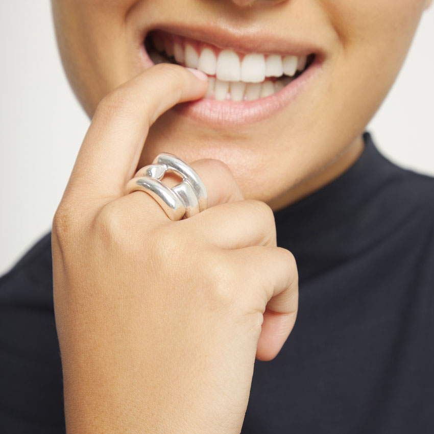 Купить Кольцо Ветвь тройная ROOTS, с серебром - Фото 3