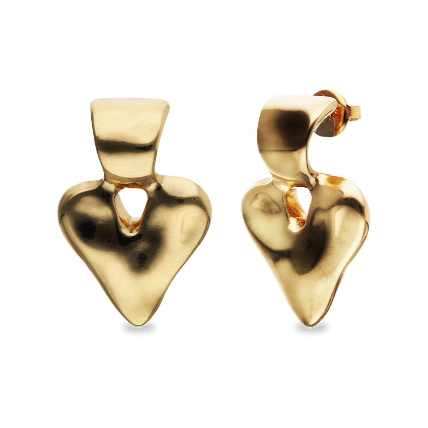 Купить Серьги Сердце Beat, с золотом - Фото 1