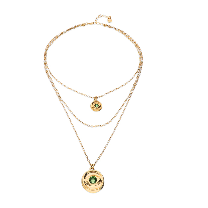 Купить Ожерелье глаз Ser Intuitiva с зеленым кристаллом, с золотом - Фото 2