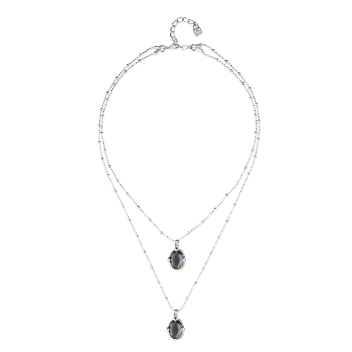 Купить Двойное ожерелье Ser Deslumbrante с черным кристаллом, с серебром - Фото 1