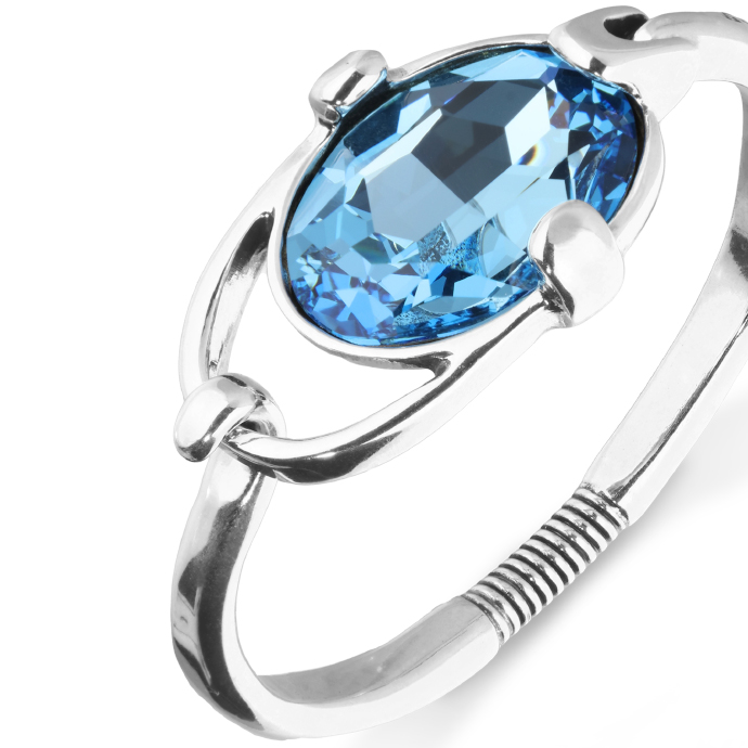 Купить Жесткий браслет Ser Deslumbrante с голубым кристаллом, с серебром - Фото 3