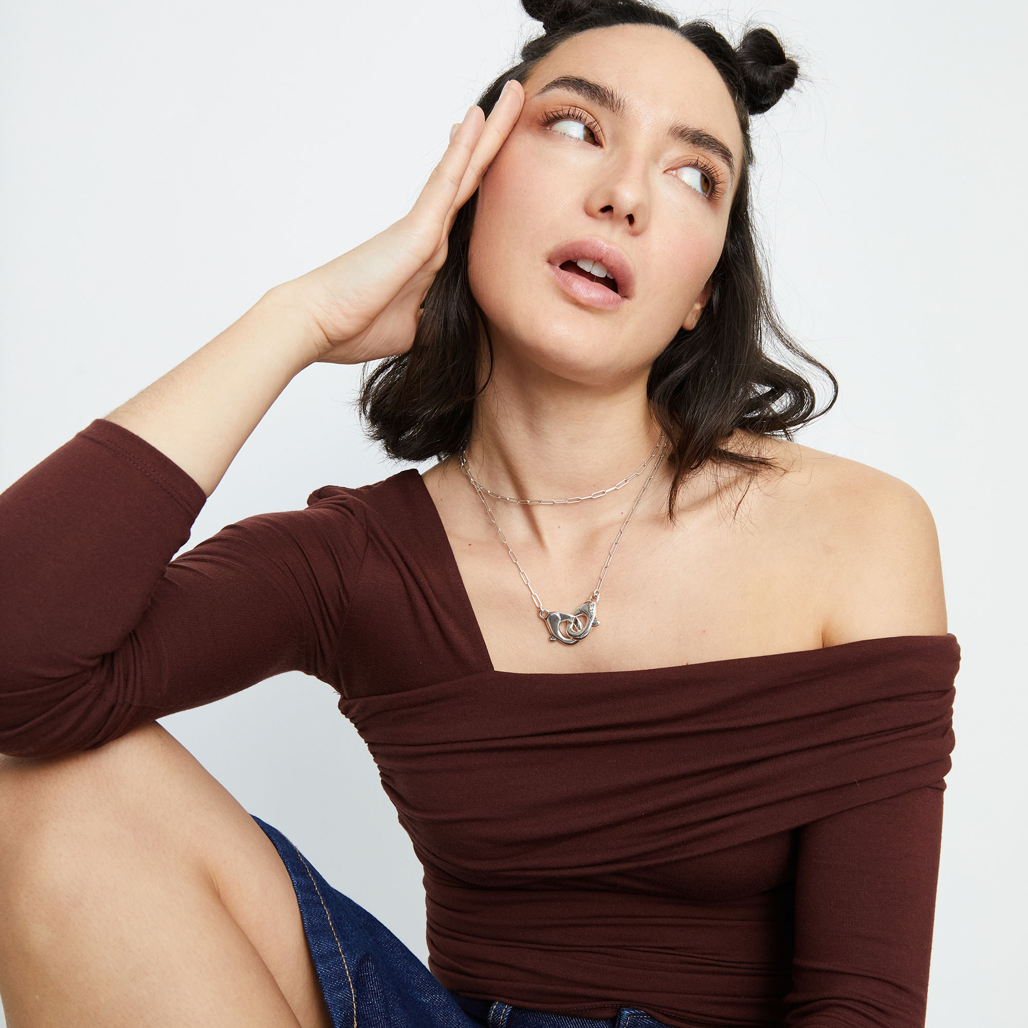 Купить Двойное ожерелье карабин Ser Inseparable, с серебром - Фото 4