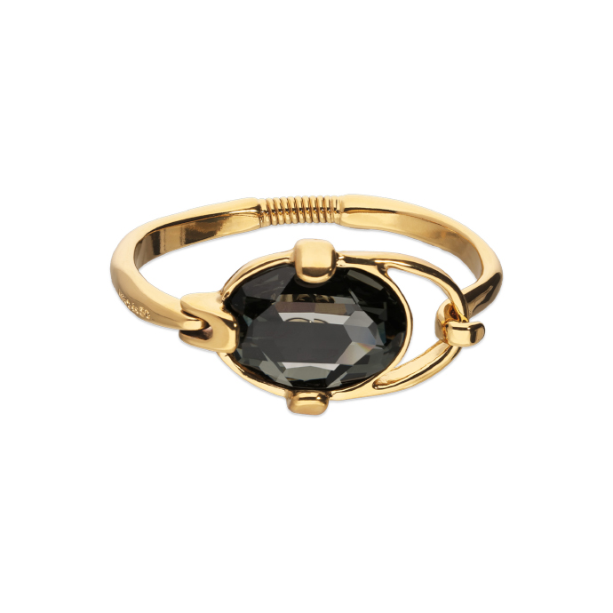 Купить Жесткий браслет Ser Deslumbrante с серым кристаллом, с золотом - Фото 1