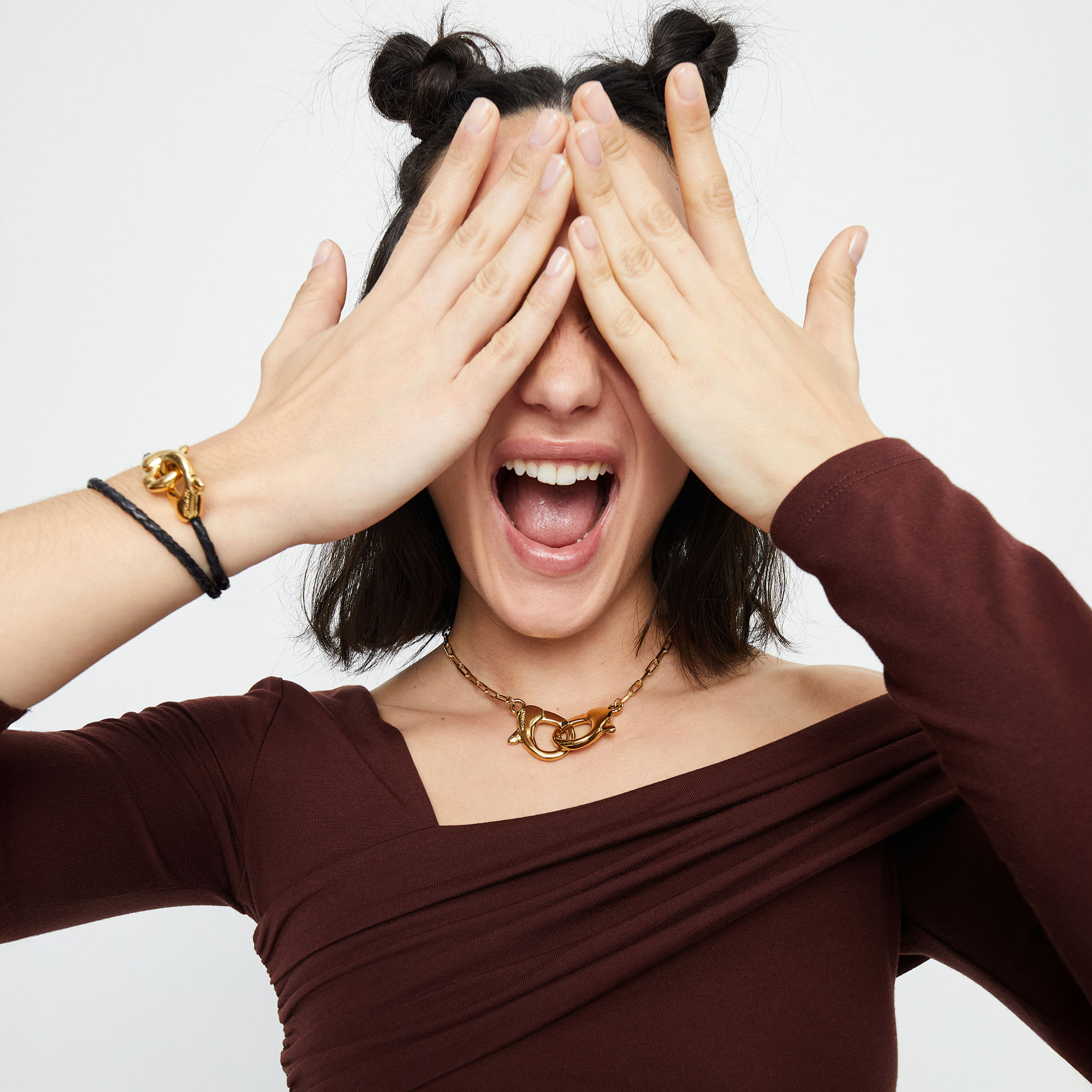 Купить Крупный чокер карабин Ser Inseparable, с золотом - Фото 4