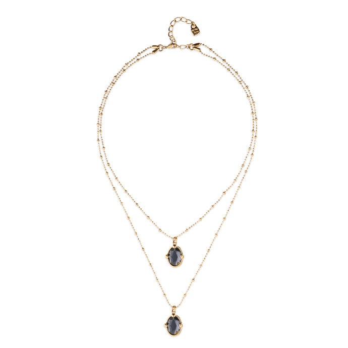 Купить Двойное ожерелье Ser Deslumbrante с черным кристаллом, с золотом - Фото 1
