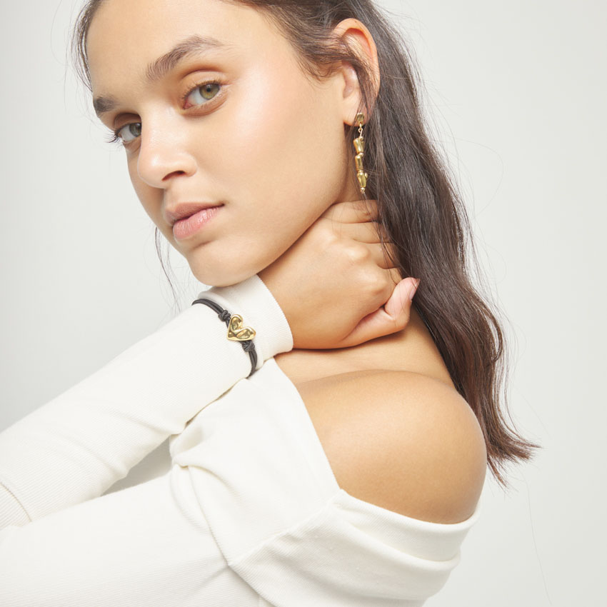 Купить Браслет Контакт Beat, с золотом и черным шнуром - Фото 3