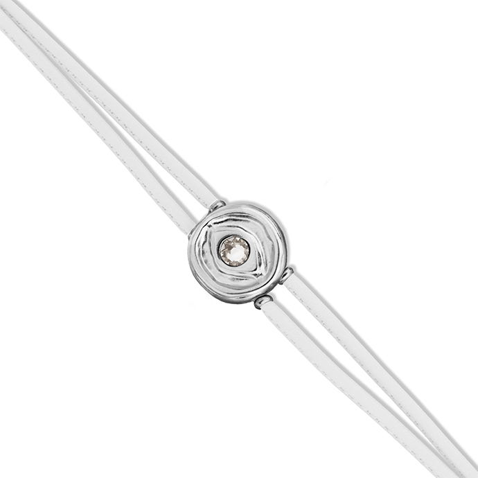 Купить Кожаный браслет глаз Ser Intuitiva с белым кристаллом, с серебром - Фото 3