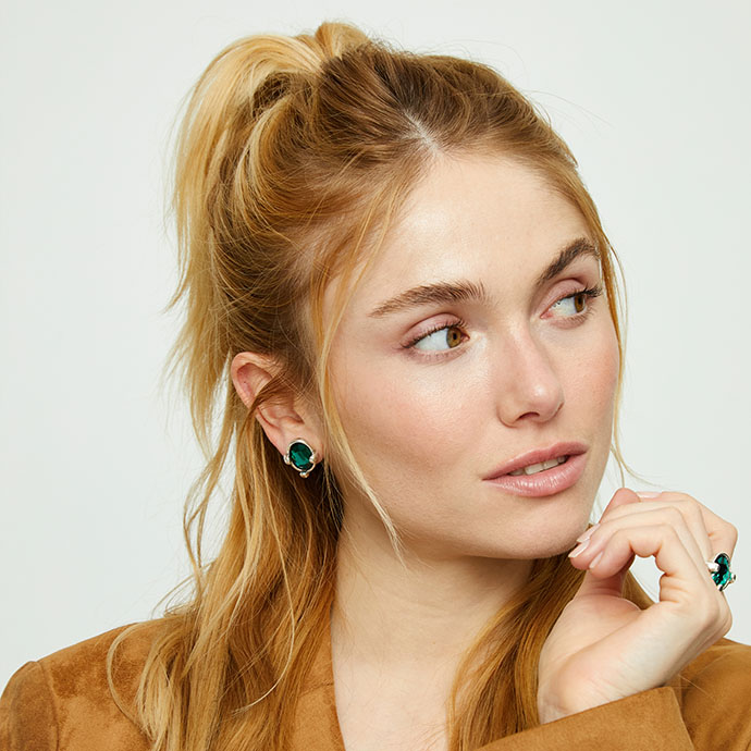 Купить Серьги Ser Deslumbrante с зеленым кристаллом, с серебром - Фото 4