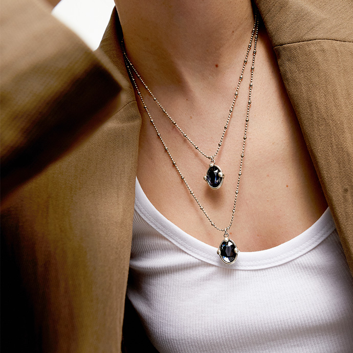 Купить Двойное ожерелье Ser Deslumbrante с черным кристаллом, с серебром - Фото 4