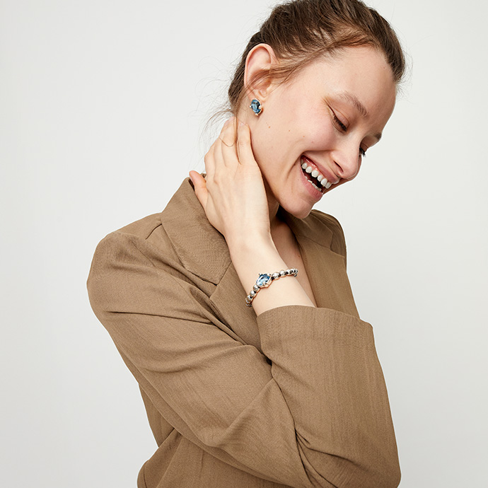 Купить Браслет Ser Deslumbrante с голубым кристаллом, с серебром - Фото 5