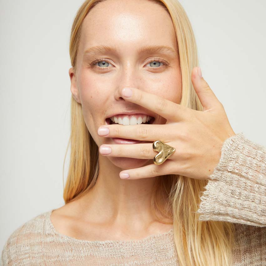 Купить Кольцо Сердце Beat, с золотом - Фото 5