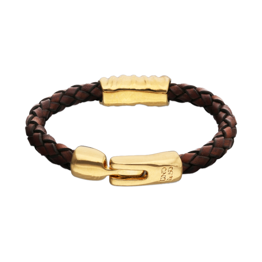 Купить Кожаный браслет Сплетение ROOTS, с золотом - Фото 3