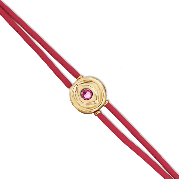 Купить Кожаный браслет глаз Ser Intuitiva с темно-розовым кристаллом, с золотом - Фото 3