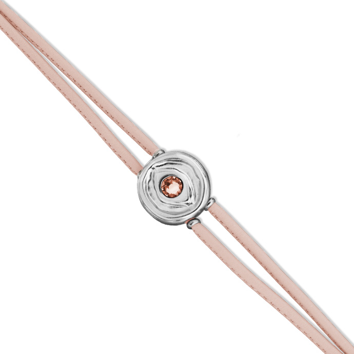 Купить Кожаный браслет глаз Ser Intuitiva со светло-розовым кристаллом, с серебром - Фото 3