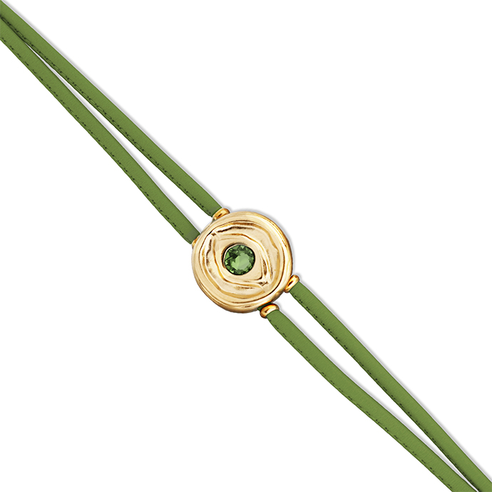 Купить Кожаный браслет глаз Ser Intuitiva с зеленым кристаллом, с золотом - Фото 3