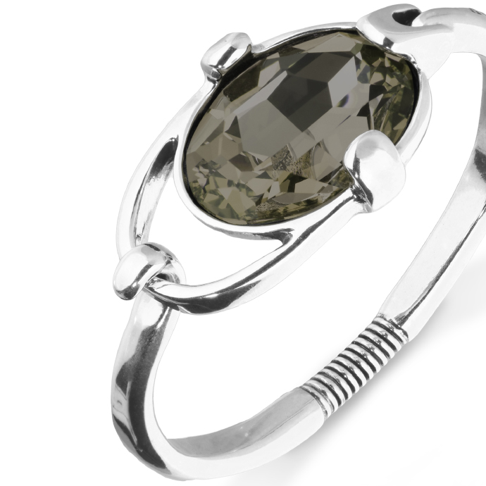 Купить Жесткий браслет Ser Deslumbrante с серым кристаллом, с серебром - Фото 3