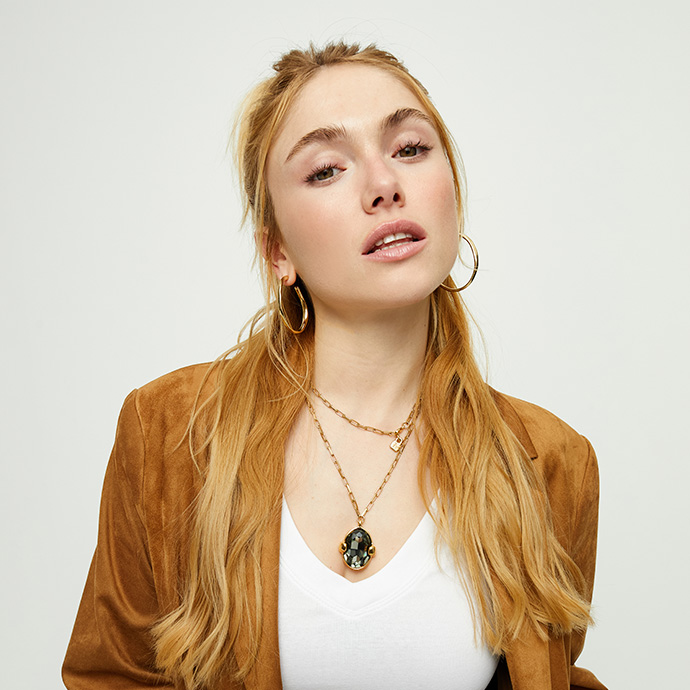 Купить Ожерелье Ser Deslumbrante с серым кристаллом, с золотом - Фото 4