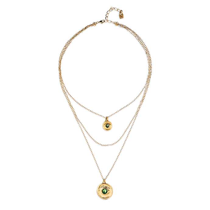Купить Ожерелье глаз Ser Intuitiva с зеленым кристаллом, с золотом - Фото 1