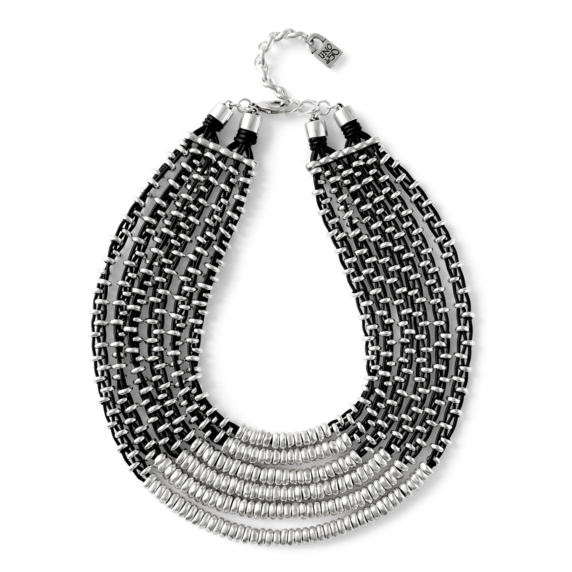 UNOde50 Кожаное ожерелье Энигма, с серебром, COL2121MARMTL0U - фото 1