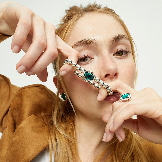 Купить Браслет Ser Deslumbrante с зеленым кристаллом, с серебром - Фото 4