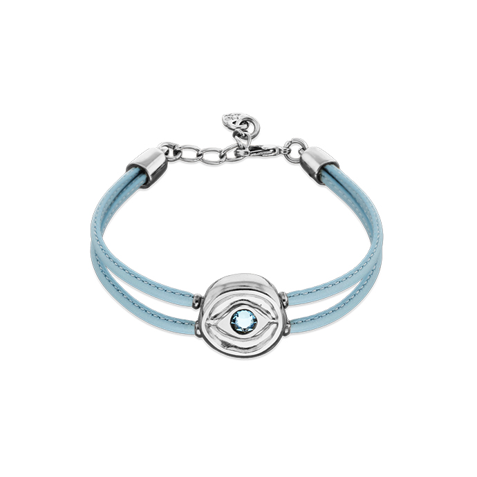 Купить Кожаный браслет глаз Ser Intuitiva с бирюзовым кристаллом, с серебром - Фото 1