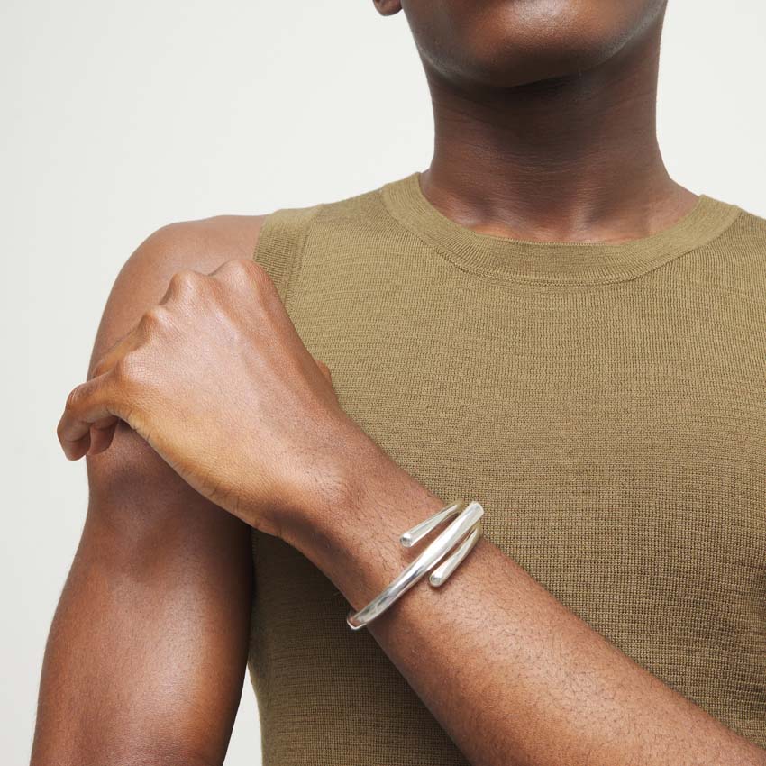 Купить Жесткий браслет Ветвь двойная ROOTS, с серебром - Фото 3