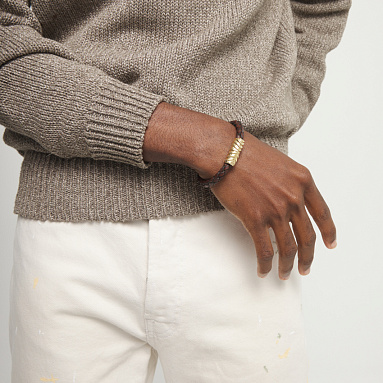 Купить Кожаный браслет Сплетение ROOTS, с золотом - Фото 9