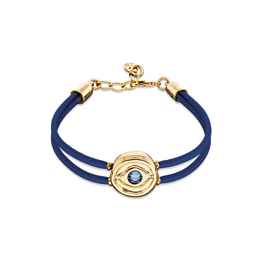 Купить Кожаный браслет глаз Ser Intuitiva с темно-синим кристаллом, с золотом - Фото 6