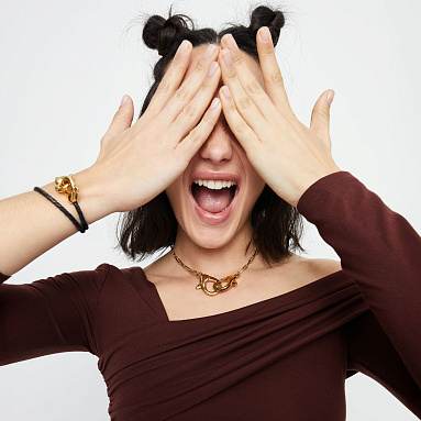 Купить Тонкое ожерелье карабин Ser Inseparable, с золотом - Фото 11