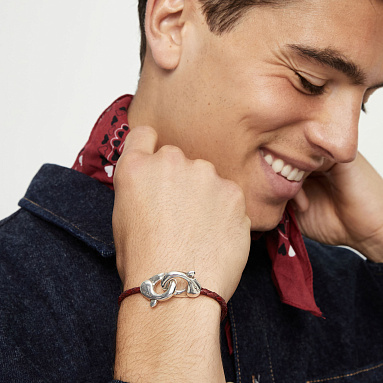 Купить Кожаный браслет карабин Ser Inseparable, красный, с серебром - Фото 10