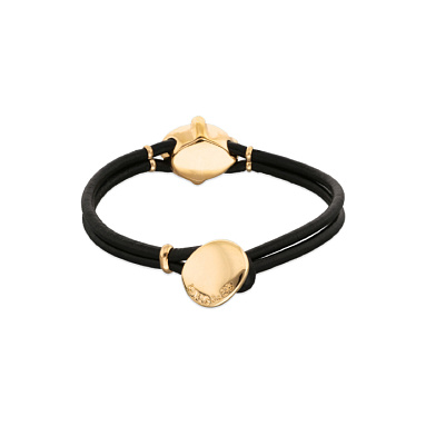 Купить Кожаный браслет Ser Deslumbrante с черным кристаллом, с золотом - Фото 7