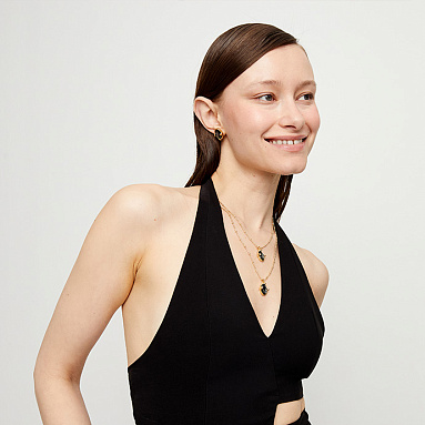 Купить Двойное ожерелье Ser Deslumbrante с черным кристаллом, с золотом - Фото 10