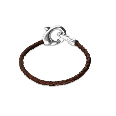 Купить Кожаный браслет карабин Ser Inseparable, коричневый, с серебром - Фото 7