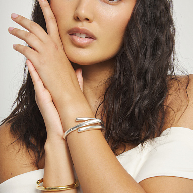 Купить Жесткий браслет Ветвь двойная ROOTS, с серебром - Фото 8