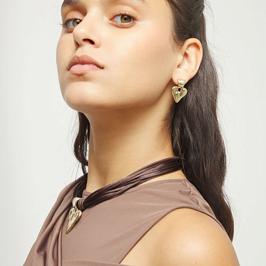 Купить Серьги Сердце Beat, с золотом - Фото 7