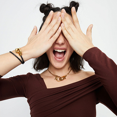 Купить Крупный чокер карабин Ser Inseparable, с золотом - Фото 9