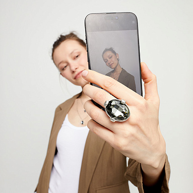 Купить Кольцо Ser Deslumbrante с круглым серым кристаллом, с серебром - Фото 8