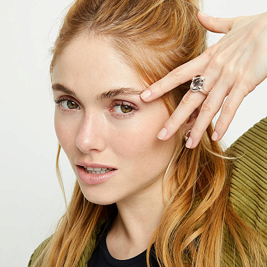 Купить Кольцо Ser Deslumbrante с овальным розовым кристаллом, с серебром - Фото 8