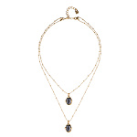 Двойное ожерелье Ser Deslumbrante с черным кристаллом, с золотом