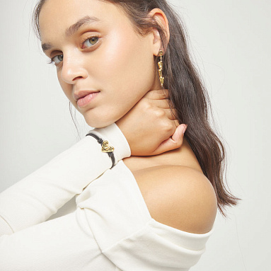 Купить Браслет Контакт Beat, с золотом и черным шнуром - Фото 7