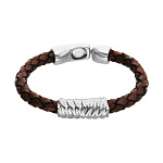 Кожаный браслет Сплетение ROOTS, с серебром