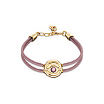 Кожаный браслет глаз Ser Intuitiva с сиреневым кристаллом, с золотом