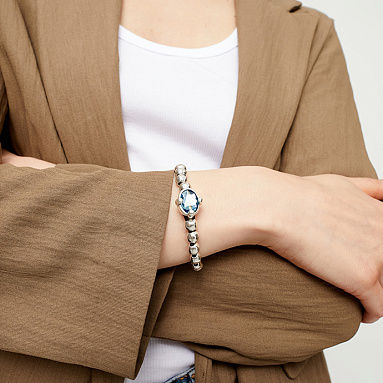 Купить Браслет Ser Deslumbrante с голубым кристаллом, с серебром - Фото 9