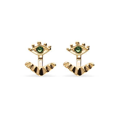 Купить Серьги глаза Ser Intuitiva с зелеными кристаллами, с золотом - Фото 6