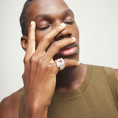 Купить Кольцо Ветвь тройная ROOTS, с серебром - Фото 8