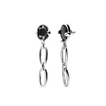 Серьги-цепи Ser Deslumbrante с черным кристаллом, с серебром