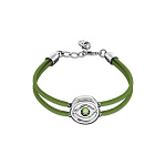 Кожаный браслет глаз Ser Intuitiva с зеленым кристаллом, с серебром
